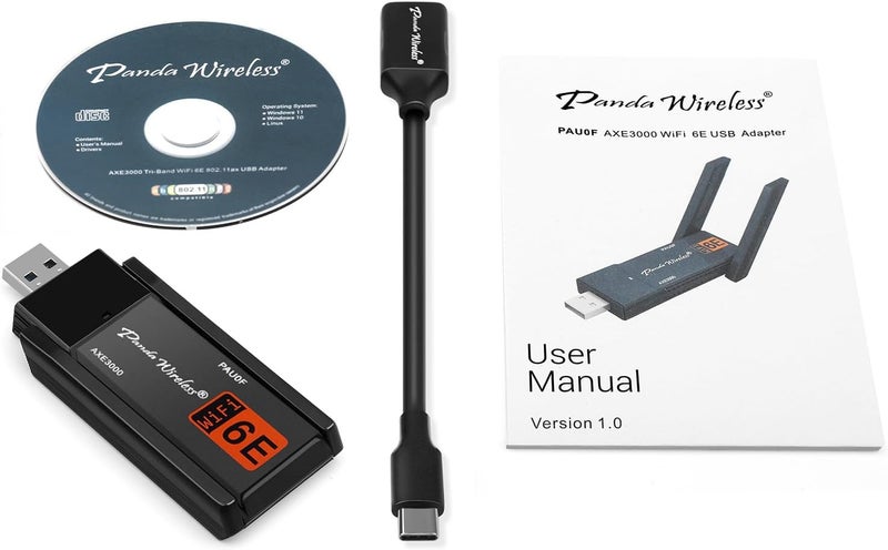 Panda Wireless ® PAU0F AXE3000 Tri Band (2.4/5 / 6 GHz) WiFi 6E USB 3.0 Adapter - Windows 10/11, Zorin, MX Linux, EndeavourOS, Mint, Ubuntu, Manjaro, openSUSE, Fedora, Kali and Raspbian - Image 5